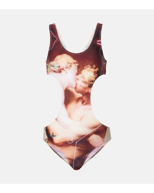 Vivienne Westwood Pink The Kiss Printed Cutout Swimsuit