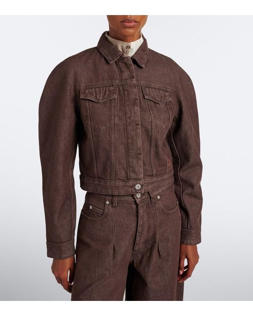 Jacquemus Brown Ovalo Cropped Denim Jacket