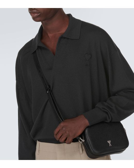 Polo Ami De Cour en laine AMI pour homme en coloris Black