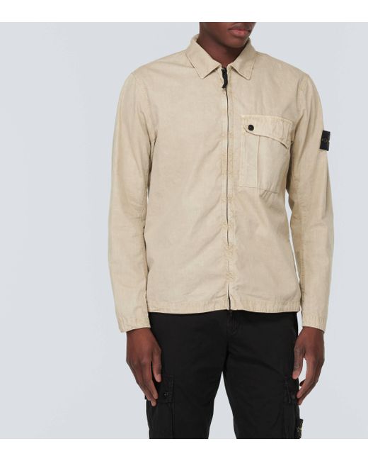 Stone Island Natural Compass Cotton Canvas Overshirt for men