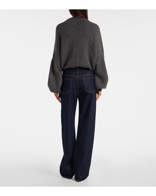 Khaite Blue Benson High-Rise Wide-Leg Jeans