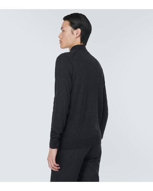 Sunspel Black Wool Quarter-zip Sweater for men