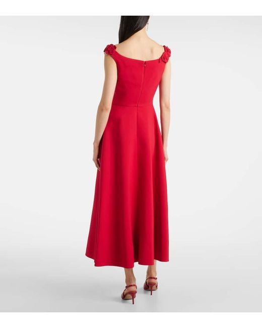 Robe Midi En Crepe Couture A Fleurs Valentino en coloris Red