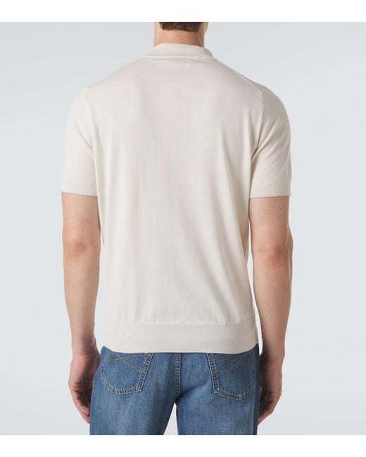Brunello Cucinelli White Logo Cotton Sweater for men