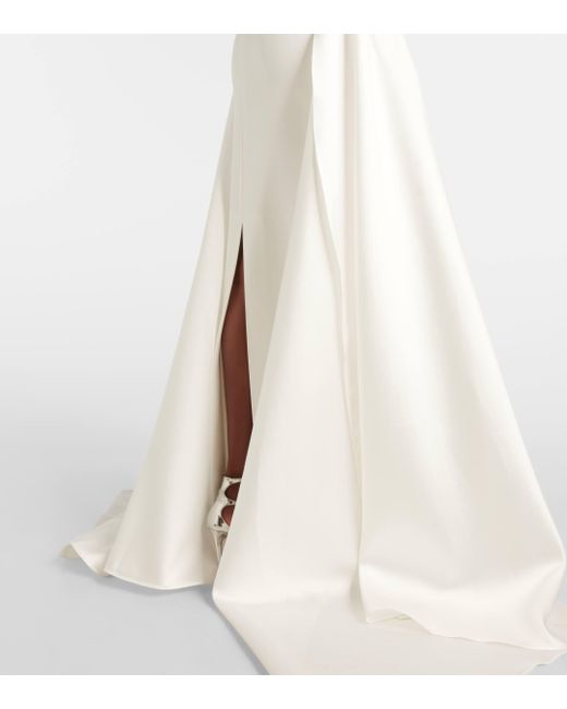 Solace London White Rumi Twill And Crepe Gown