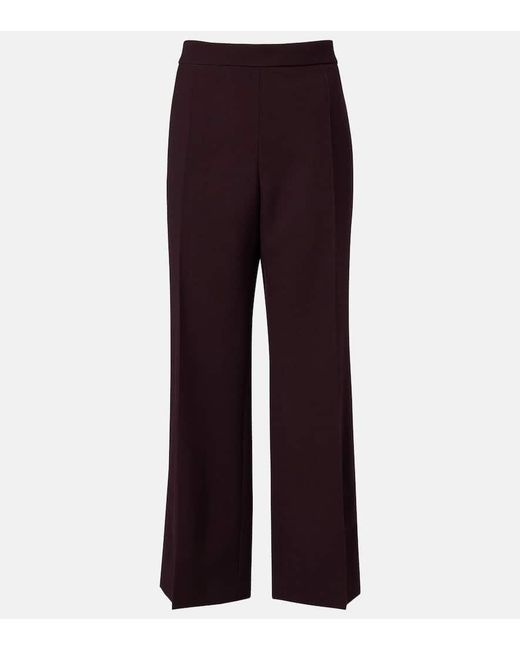 Chloé Purple Weite High-Rise-Hose Aus Schurwolle