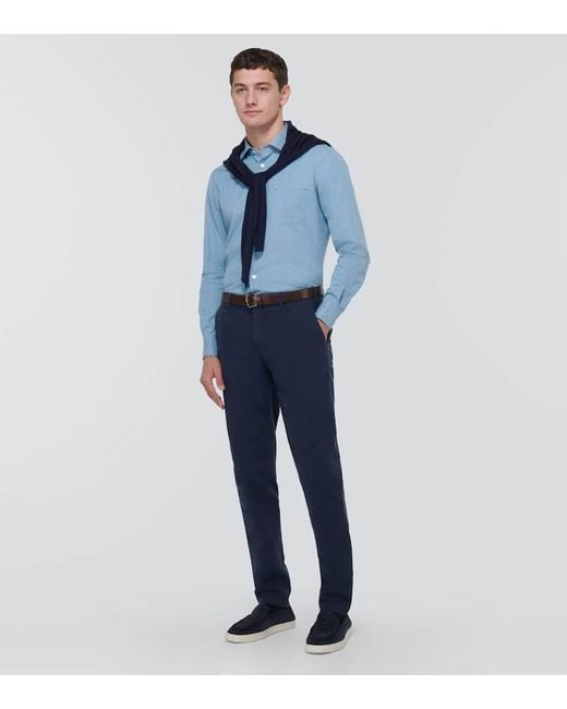 Camicia Oxford in cotone di Kiton in Blue da Uomo