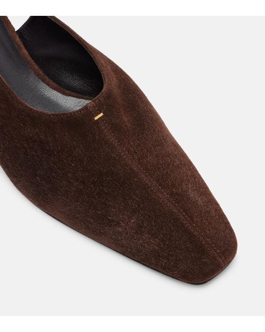 Khaite Brown Cecilia Suede Slingback Flats