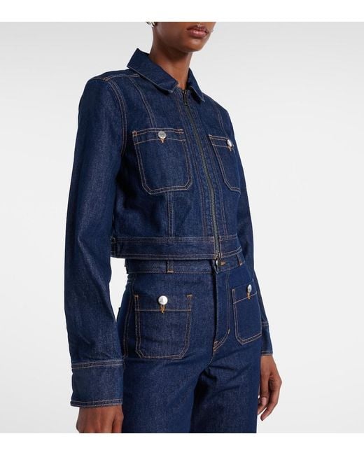 Veronica Beard Blue Patty Cropped Denim Jacket