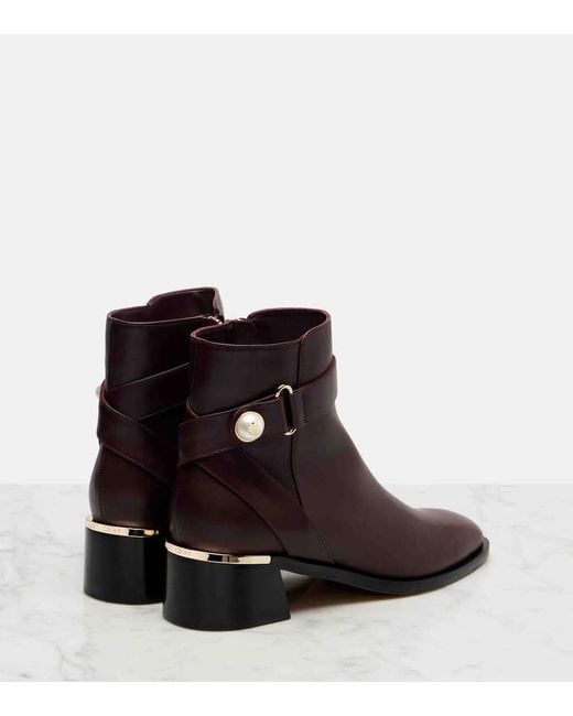 Jimmy Choo Brown Noor 45 Embellished Leather Ankle Boots