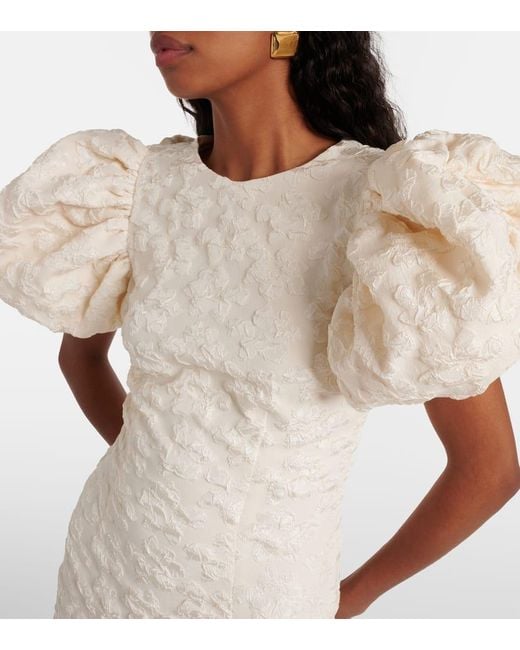 ROTATE BIRGER CHRISTENSEN White Patterned-jacquard Midi Bridal Dress