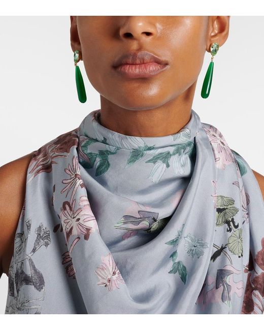 Jennifer Behr Green Caroline Embellished Drop Earrings