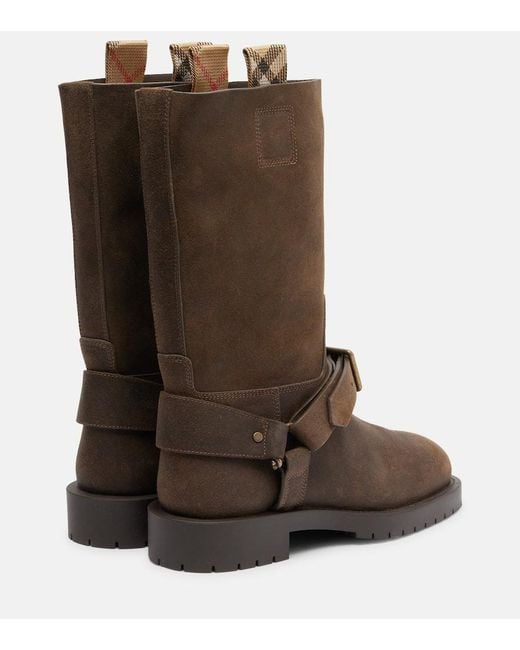 Botas Altas Soft Saddle De Ante Burberry de color Brown