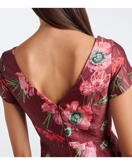 Erdem Red Floral Satin Gown