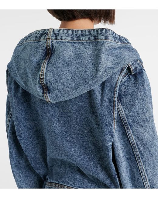 Chaqueta De Denim Con Capucha Y Cinturon Alaïa de color Blue