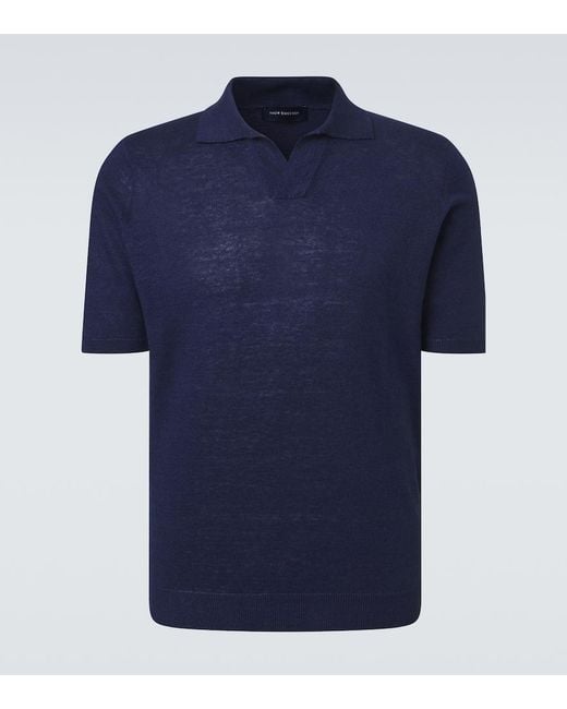 Thom Sweeney Blue Linen And Cotton Polo Shirt for men