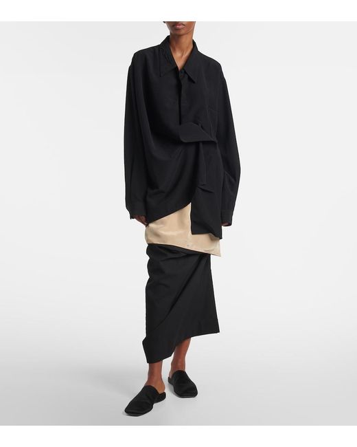 Calvin Klein Black Tyler Layered Wool And Silk Maxi Skirt