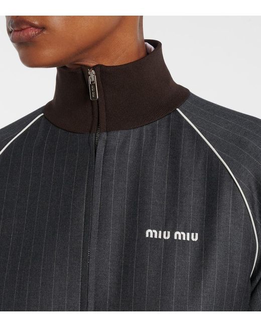 Miu Miu Black Blouson Aus Schurwolle