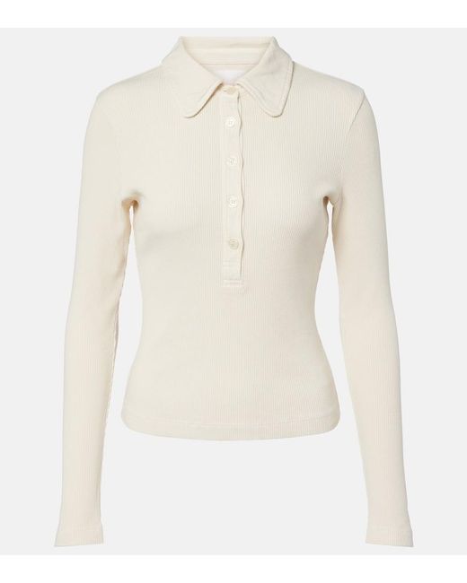 Citizens of Humanity Natural Brea Ribbed-Knit Jersey Polo Shirt