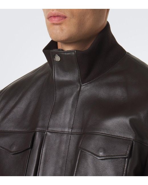 Dolce & Gabbana Black Leather Blouson Jacket for men