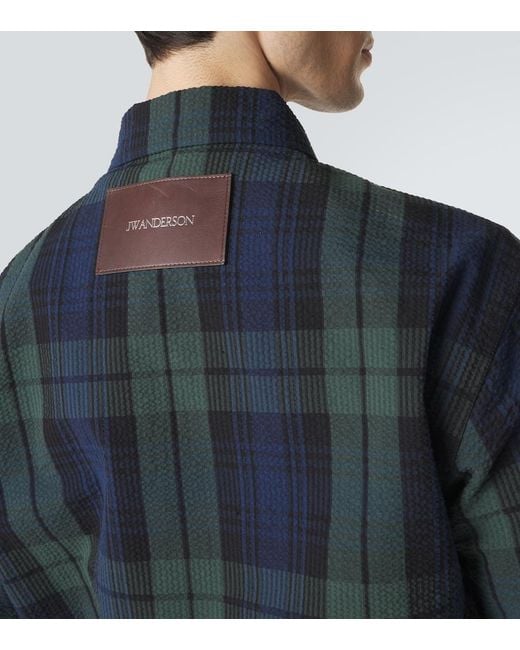 J.W. Anderson Blue Checked Cotton Seersucker Blouson Jacket for men