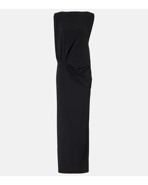 Jacquemus Black Peplo Draped Jersey Maxi Dress