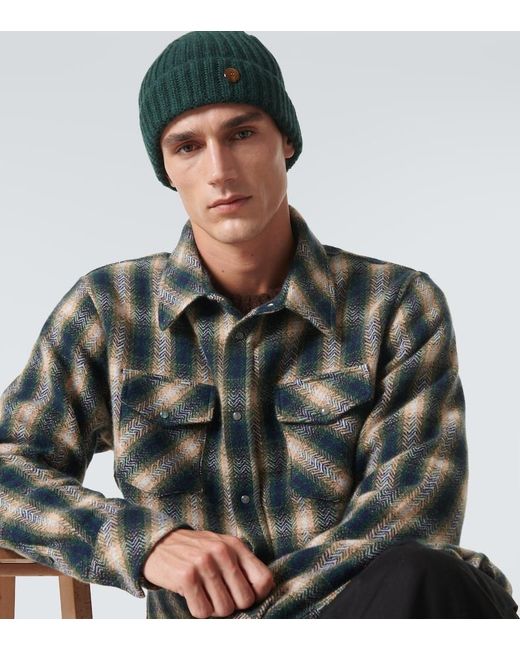 God's True Cashmere Green Cashmere Beanie for men