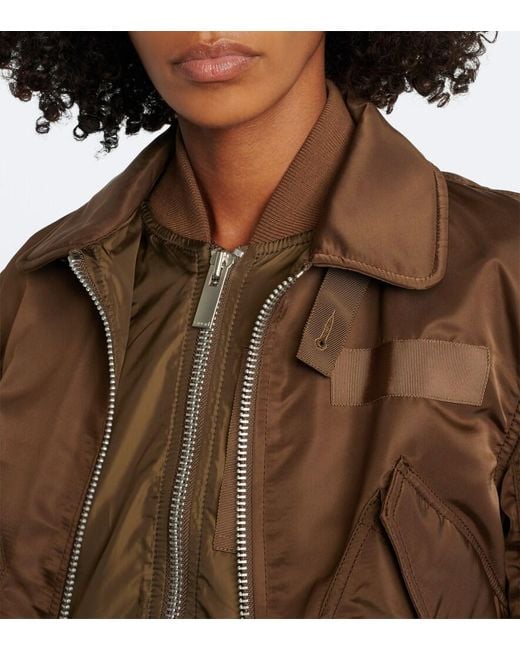 Sacai Brown Layered Technical Bomber Jacket
