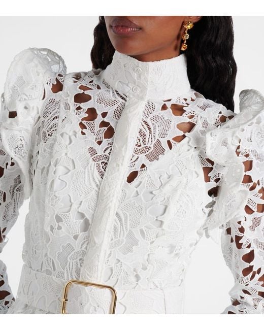 LEO LIN White Midikleid Aliyah Aus Spitze