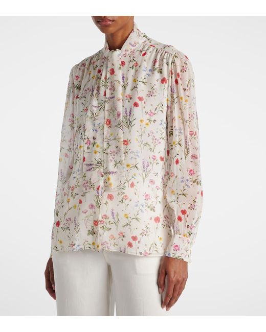 Giambattista Valli White Floral Silk Blouse