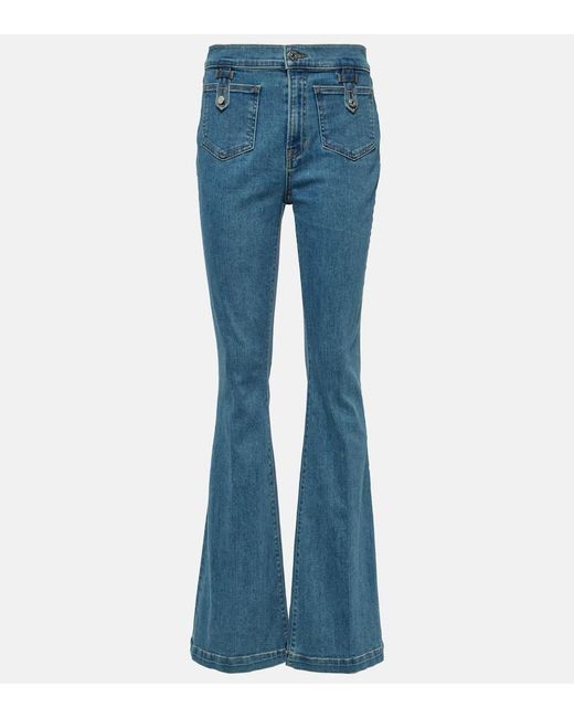 Veronica Beard Blue High-Rise Flared Jeans Beverly