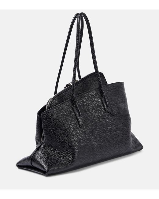 The Attico Black La Passeggiata Medium Leather Tote Bag