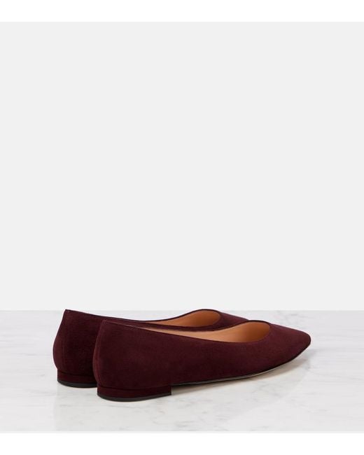 Gianvito Rossi Red Gianvito Suede Ballet Flats