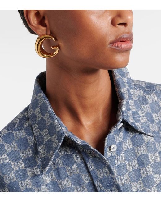 Gucci G Motif Earrings in Metallic Lyst