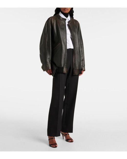 The Row Black Kengia Leather Jacket
