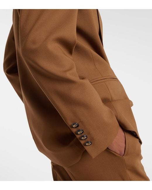Etro Brown Double-Breasted Wool-Blend Blazer