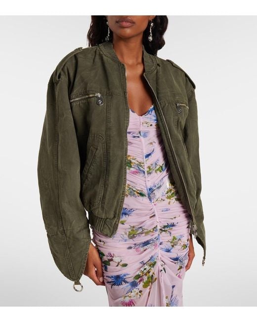 Blumarine Green Cotton Canvas Bomber Jacket