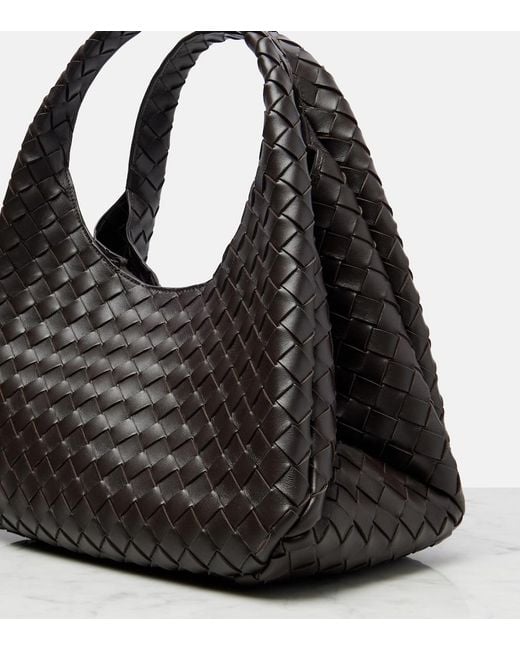 Bottega Veneta Black Campana Intrecciato Leather Shoulder Bag