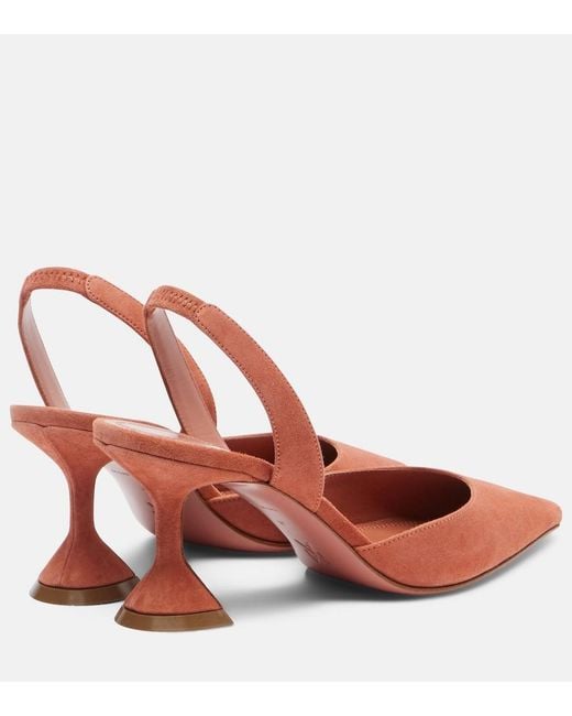 AMINA MUADDI Pink Holli Suede Slingback Pumps