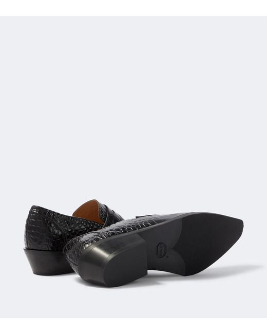 Our Legacy Black Cypher Croc-Effect Leather Loafers for men