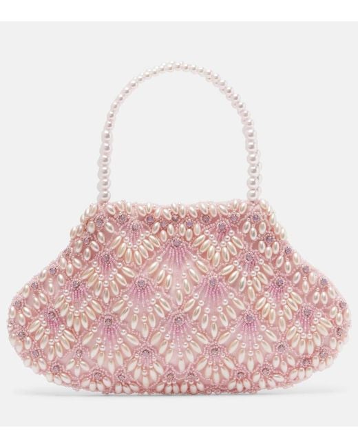 Clio Peppiatt Pink Scallop Mini Embellished Tote Bag