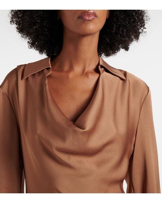 Jonathan Simkhai Brown Adelle Draped Satin Gown