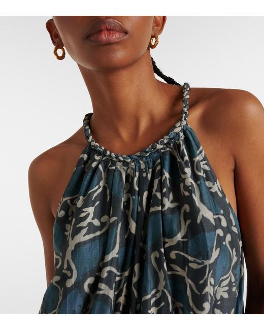 Velvet Blue Ghita Cotton And Silk Voile Midi Dress