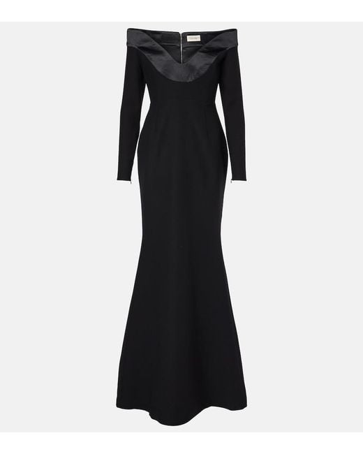 The New Arrivals Ilkyaz Ozel Black Orreda Off-Shoulder Gown