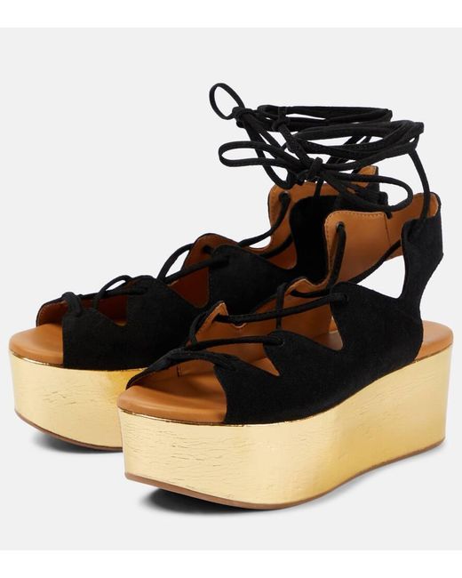 See By Chloé Black Liana 70 Suede Platform Sandals