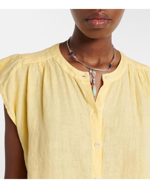 Velvet Yellow Janey Linen Shirt