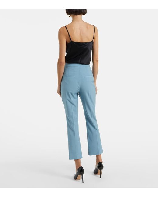 Veronica Beard Blue Arte Cropped Wool-Blend Slim Pants