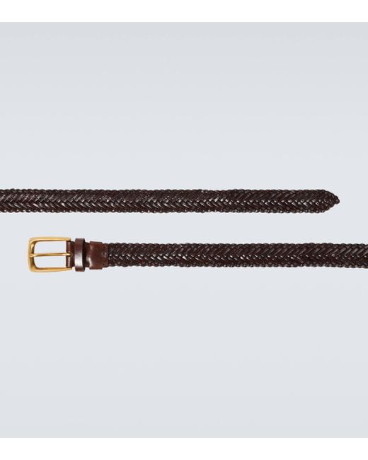 Brunello Cucinelli Metallic Braided Leather Belt for men