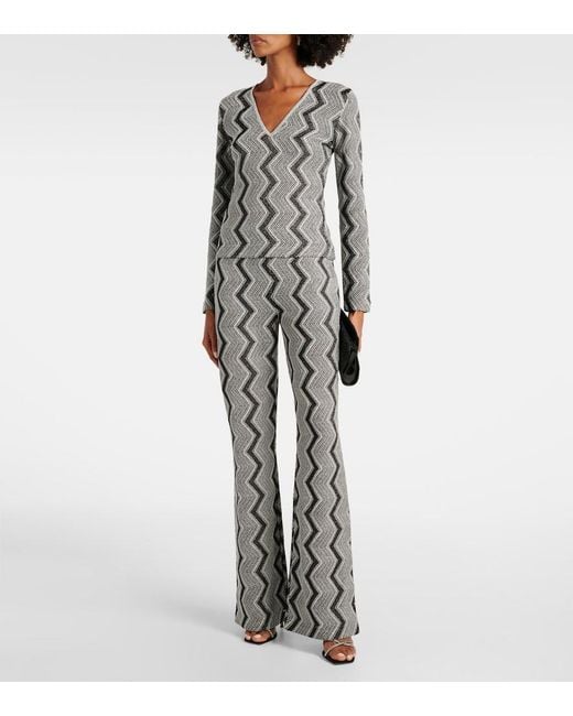 Missoni Gray Zig Zag Metallic Knit Sweater