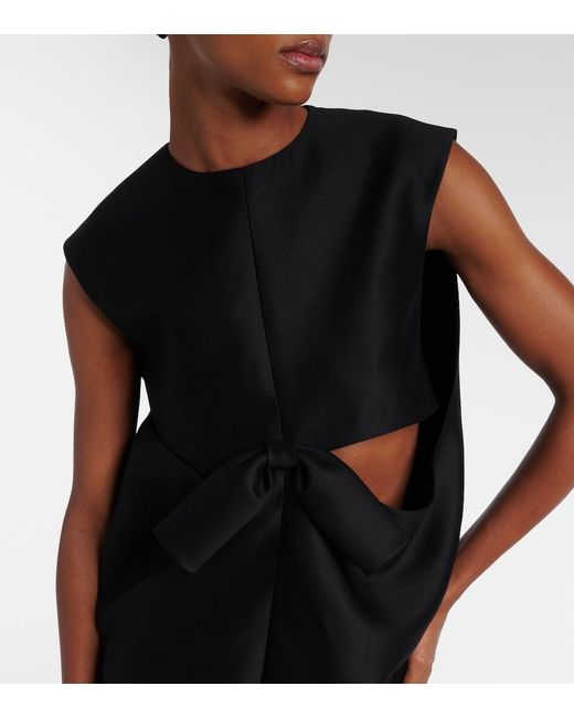 Balenciaga Black Cutout Crepe Satin Midi Dress